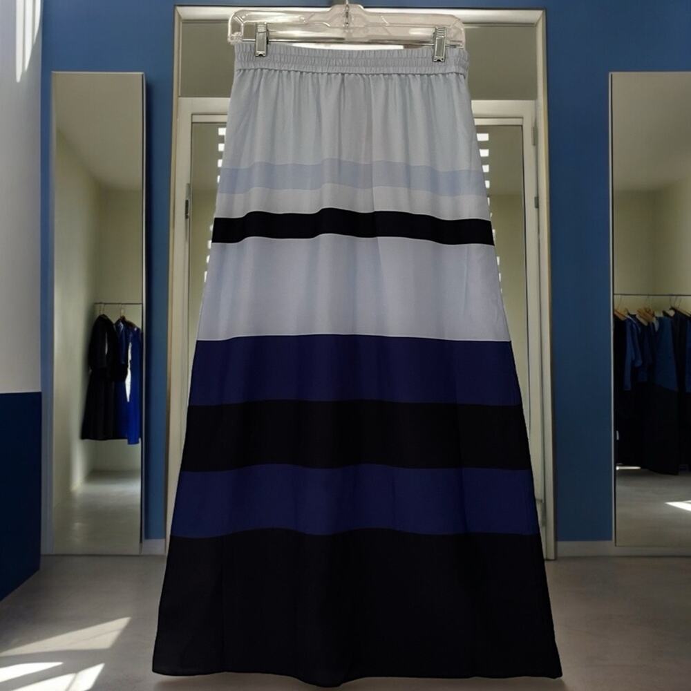 NEW FORENZA Colorblock Striped Drawstring Waist Maxi Skirt Blue NWT - Picture 2 of 15